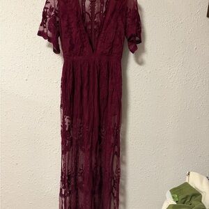 knee length dresses for ladies Gold Coast Lace Maxi in Rose, Gorgeous Bohemian Maxi Dresses from Spool 72.